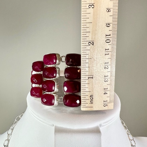 Stunning Faceted Ruby 925 Large Necklace & Bracelet Set - Picture 6 of 8